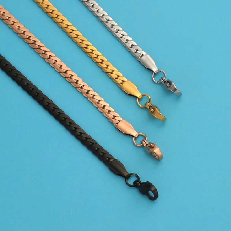 20pcs Stainless steel woven flat chain DIY snake chain basic blade chain bracelet accessories
