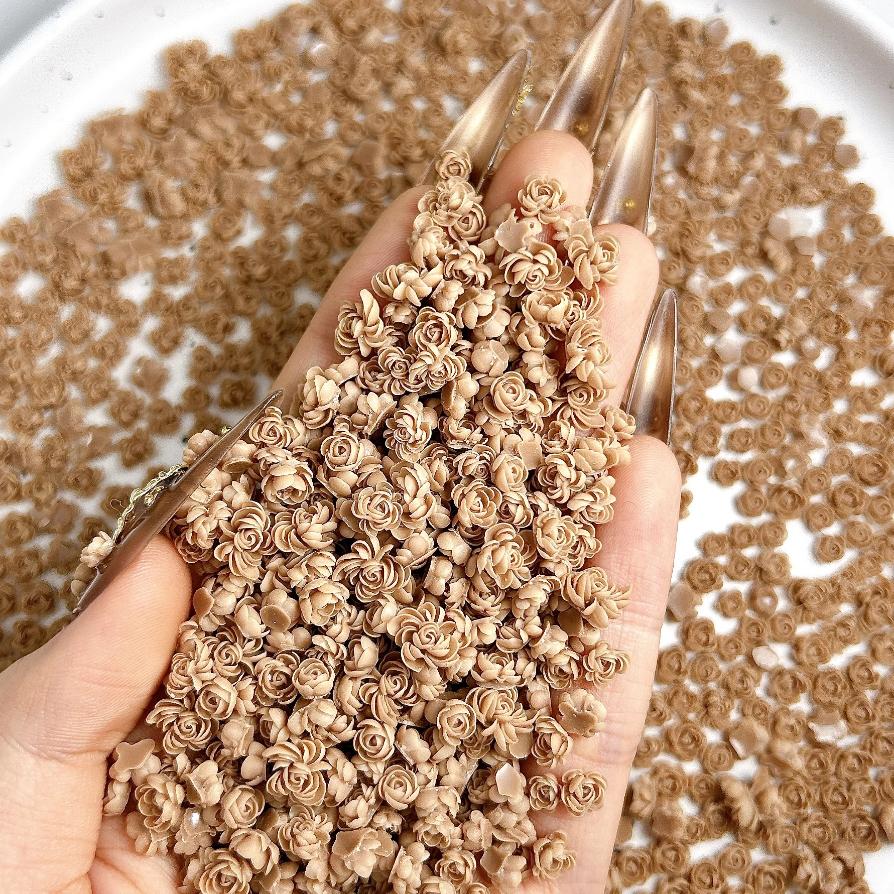 60 SZT. Mini Ozdoby do Paznokci z Żywicy w Kształcie Róż w Jednolitym Kolorze, Minimalistyczne, Świecące, Symulowane Kwiaty do Dekoracji Paznokci DIY