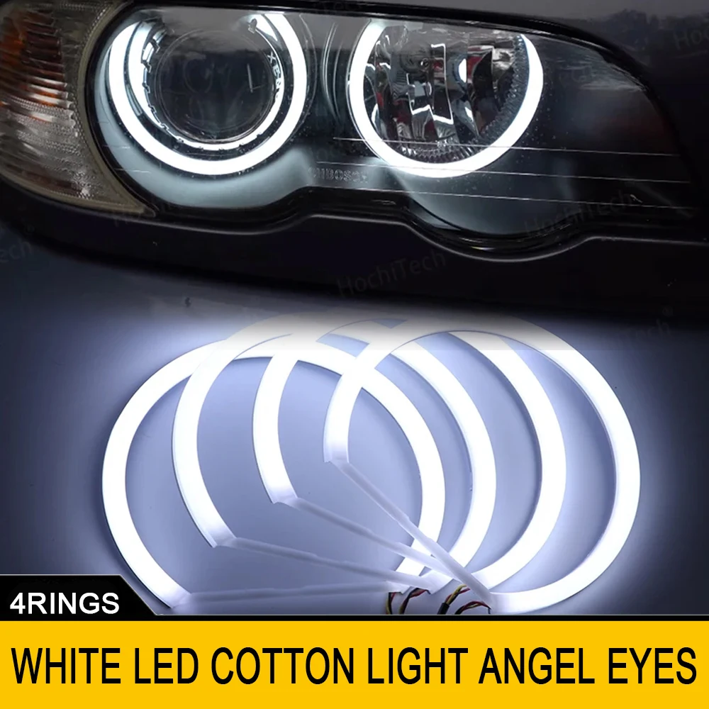 

4Pcs LED Angel Eyes Cotton Lights For BMW 3 5 7 Series E36 E38 E39 E46 Projector Car Headlights No Error