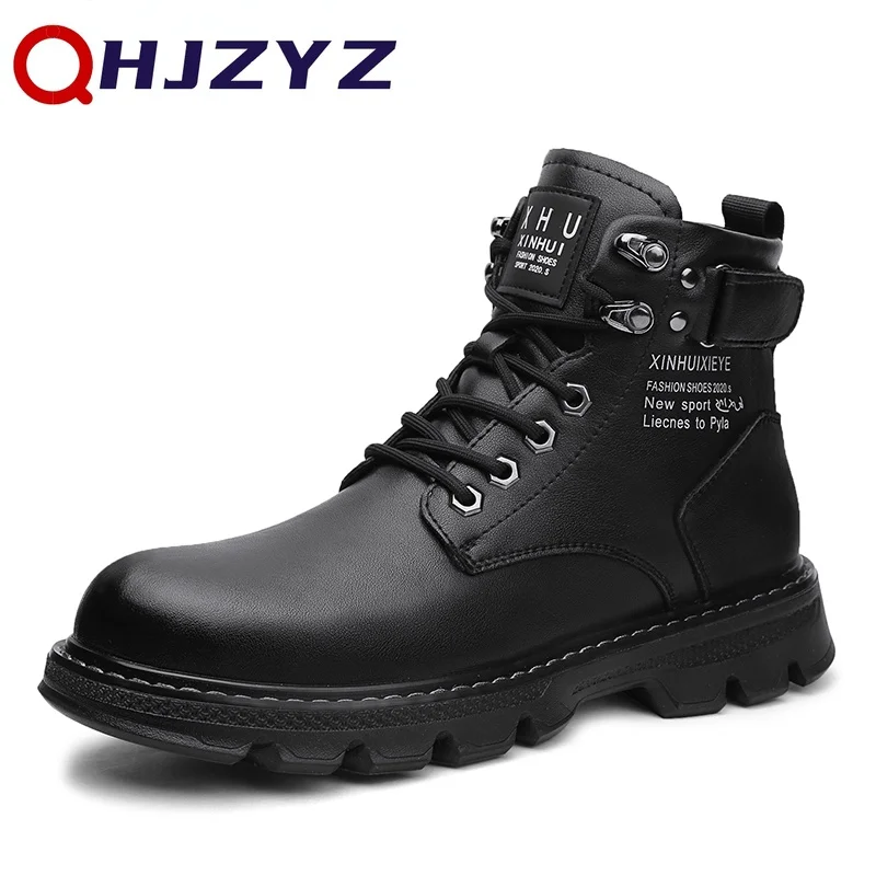 Man Shoes Military High Top Winter Lace-Up Botas Hombre Men Leather Shoes Fashion Motorcycle Men Ankle Boots Men Boots