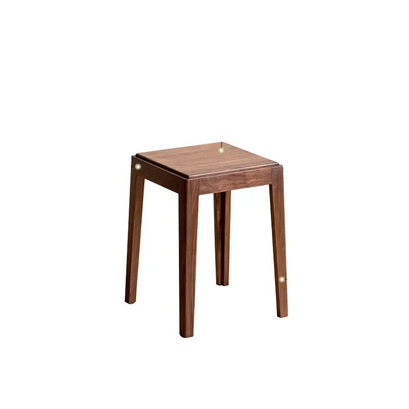 All solid wood stools, stackable black walnut home living room square stools, modern simple dining room