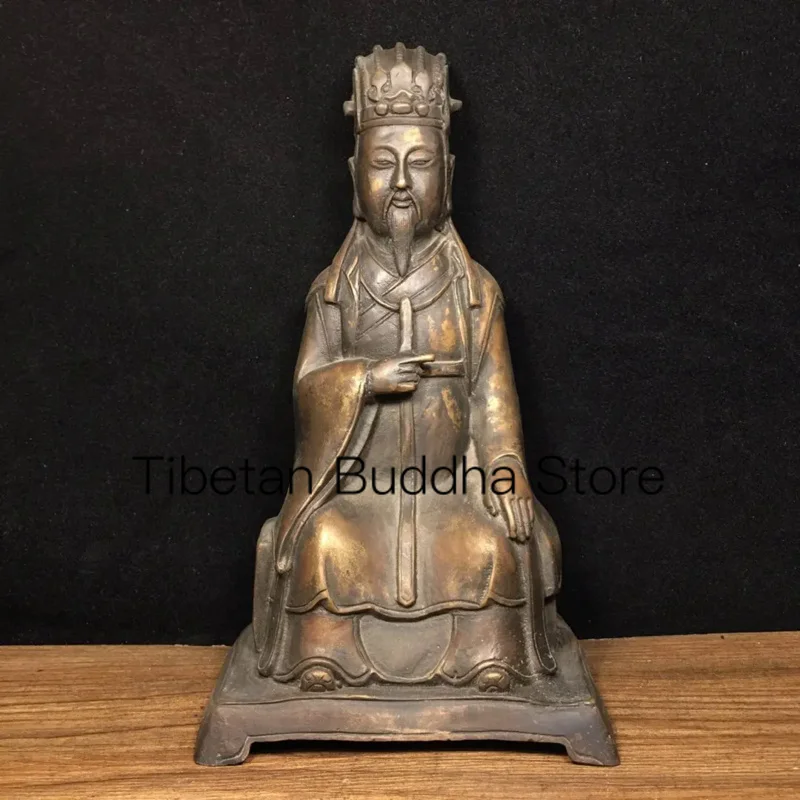 23.5cm Tibetan Brass Pure Copper North Wei Wenchang Official Sitting Buddha Statue Ornament