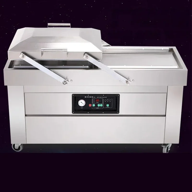 Máquina de envasado de alimentos al vacío de doble cámara, máquina de vacío comercial de gran escala, completamente automática, embalaje y sellado, 380V