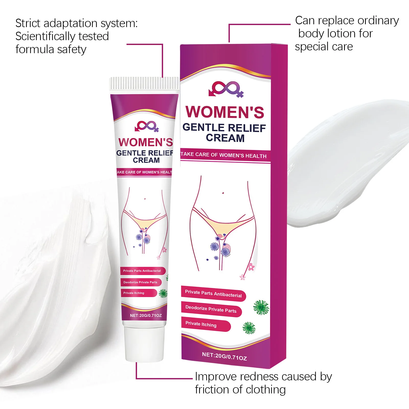 Natural Herbal Intimate Care Cream Anti Itch Antibacterial Vulva Repair Balm pH Balance Feminine Private Part Hygiene Cream