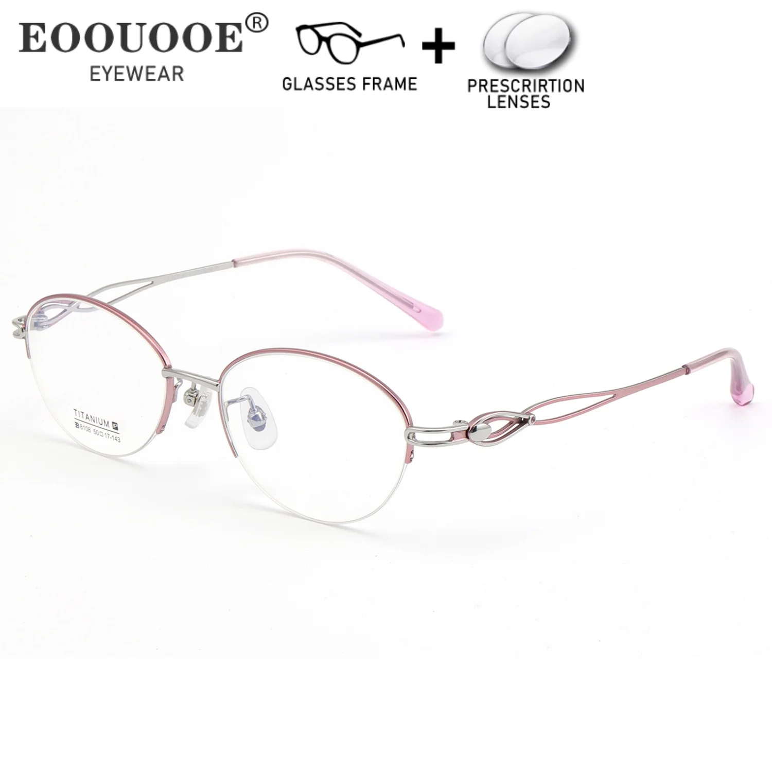 

New Design Women Eyewear Pure Titanium Myopia Hyperopia Recipe Lenses ADD Progressive Vision Correct Eyeglasses Anti Reflection