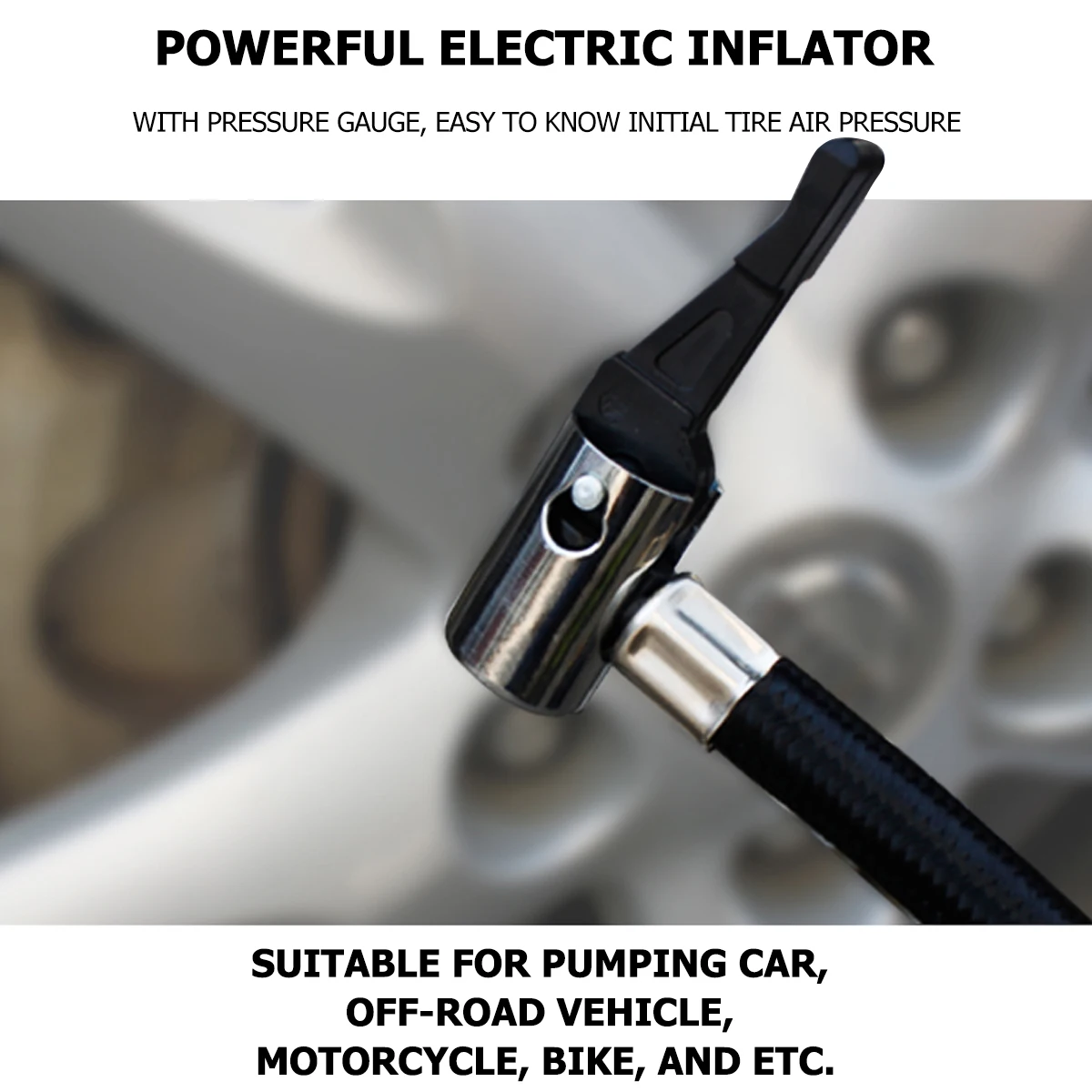

Portable Air Compressor for Car Bike Tires Inflator Digital Display LED Light Pressure Gauge Auto Stop Function Suitable