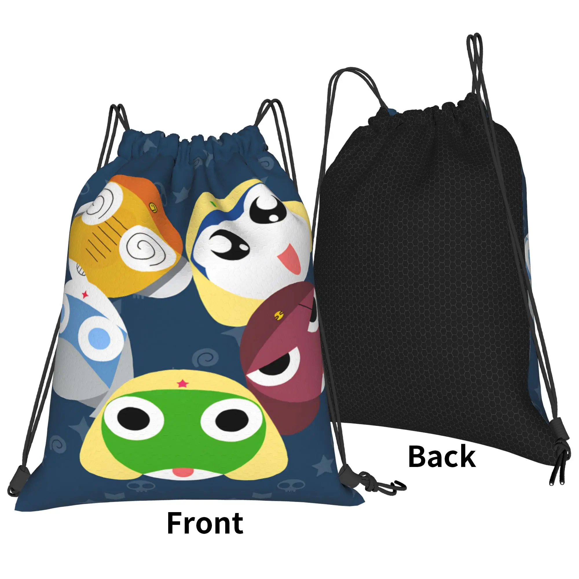 Keroros Gunsous Frog Drawstring Bag  Fashion Large Capacity Sackpack String Bags Men Sports Camping Backpack