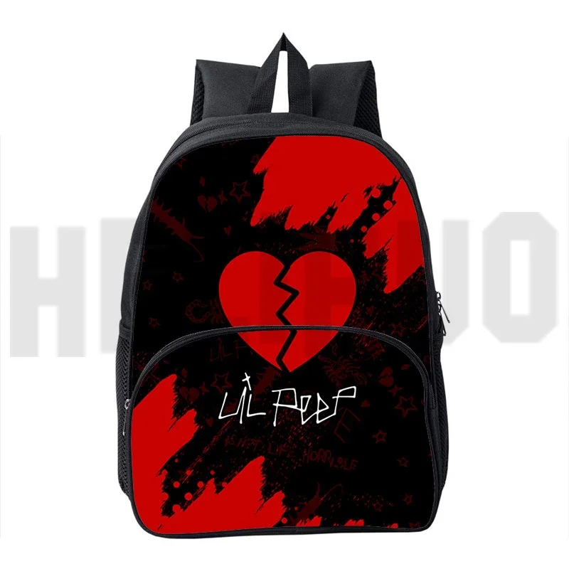 Vintage 3D Rapper Lil Peep School Backpack Zipper 12/16 Inch Canvas Small Bookbag Students Cartoon Printing Lil Peep Rucksack