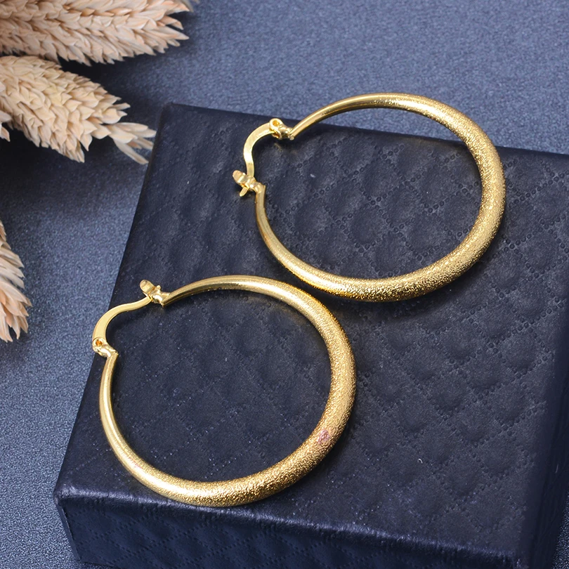 African Gold Color Earrings for Women 24K Plated Ethiopian Jewelry Gift Bridal Wedding Earrings