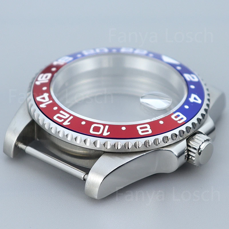 Fanya 40mm caixa de relógio de mergulho vidro safira para seiko nh35 nh36 4r36 eta2824 miyota 8215 movimento 28.5mm mostrador azul vermelho gmt moldura