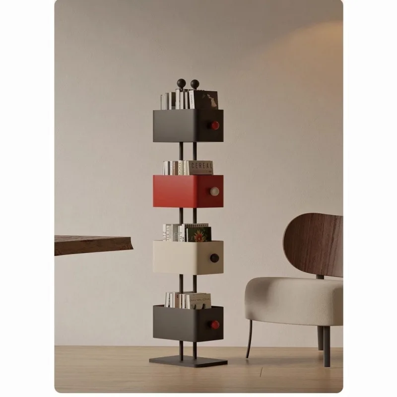 

Household floor-to-ceiling multi-layer bookshelf Living room wrought iron shelf Corner locker Storage display cabinet