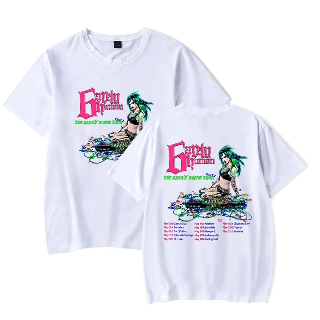 6arelyhuman جولة المشهد وقح 2025 تي شيرت فريد قصير الأكمام بلايز عادية Harajuku طاقم الرقبة التي شيرت الهيب هوب Crewneck المحملة