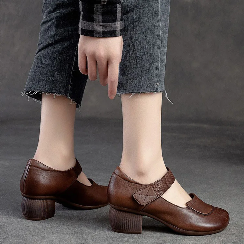 GKTINOO 2024 Penny Loafers Women Genuine Cow Leather Round Toe Thick Sole Slip-On Female Casual Platform Shoes Handmade