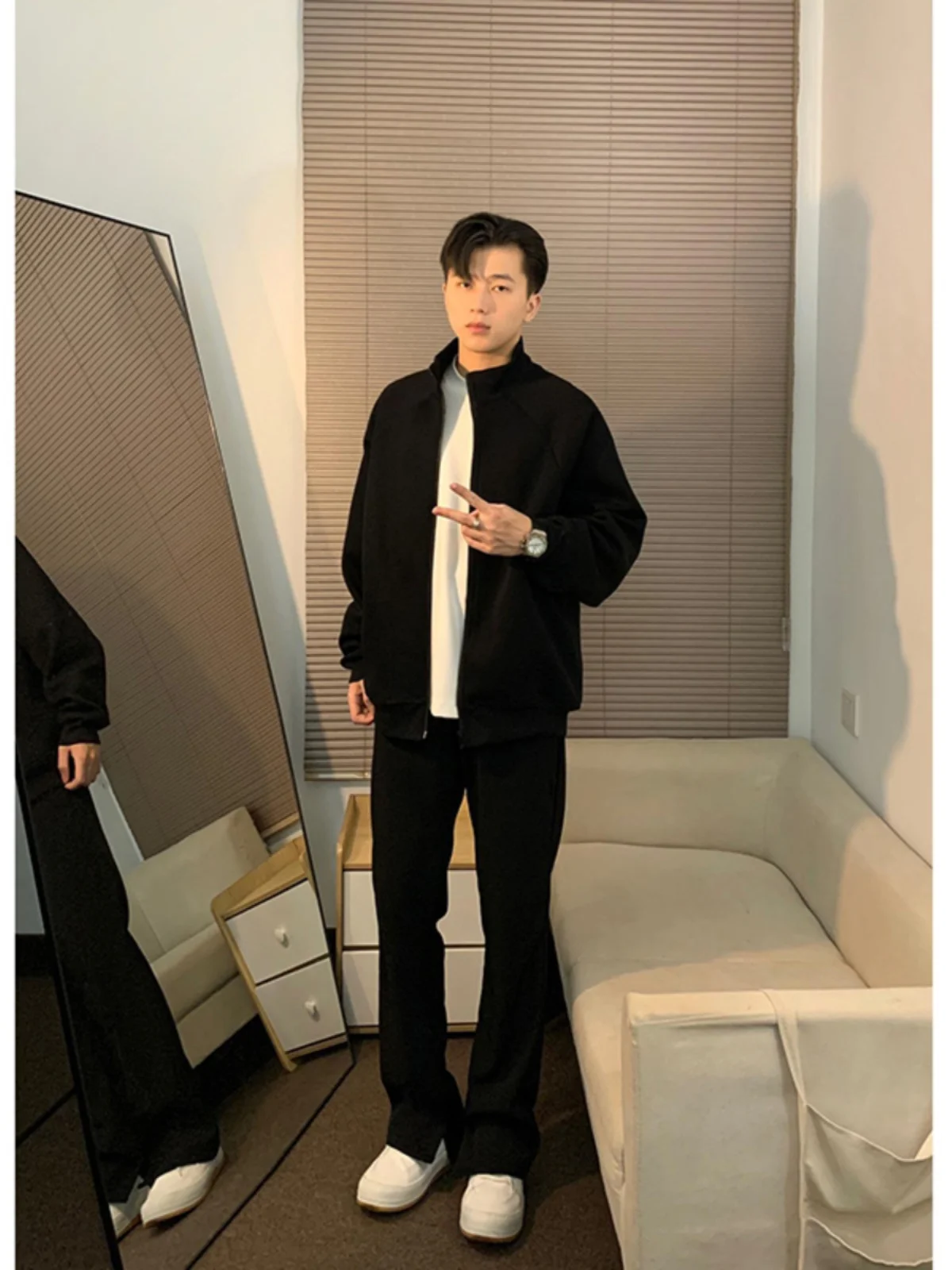 

Мужская куртка Pure Bla с воротником-стойкой, премиум-класса, осенняя, Cleanfit, кардиган, рабочая одежда, бейсбольная форма для пар