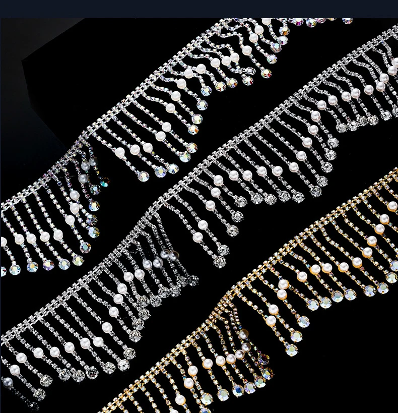 5 Meter Strass-Kette Kristall-Diamant-Perlen Zubehör DIY Handwerk Geschenkdekoration Quasten-Strassband Nähzubehör – Detail 5