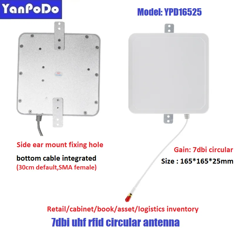 

Yanpodo IP65 Outdoor Compact Size 165*165mm UHF RFID Antenna 7dbi 860-960MHZ SMA for Smart Shelf Asset Inventory Tracking