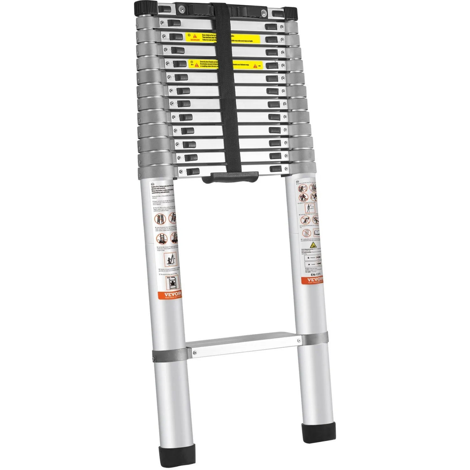 VEVOR Telescoping Ladder, 18.5 FT Aluminum One-button Retraction Collapsible Extension Ladder, 400 LBS Capacity with Non-slip Fe