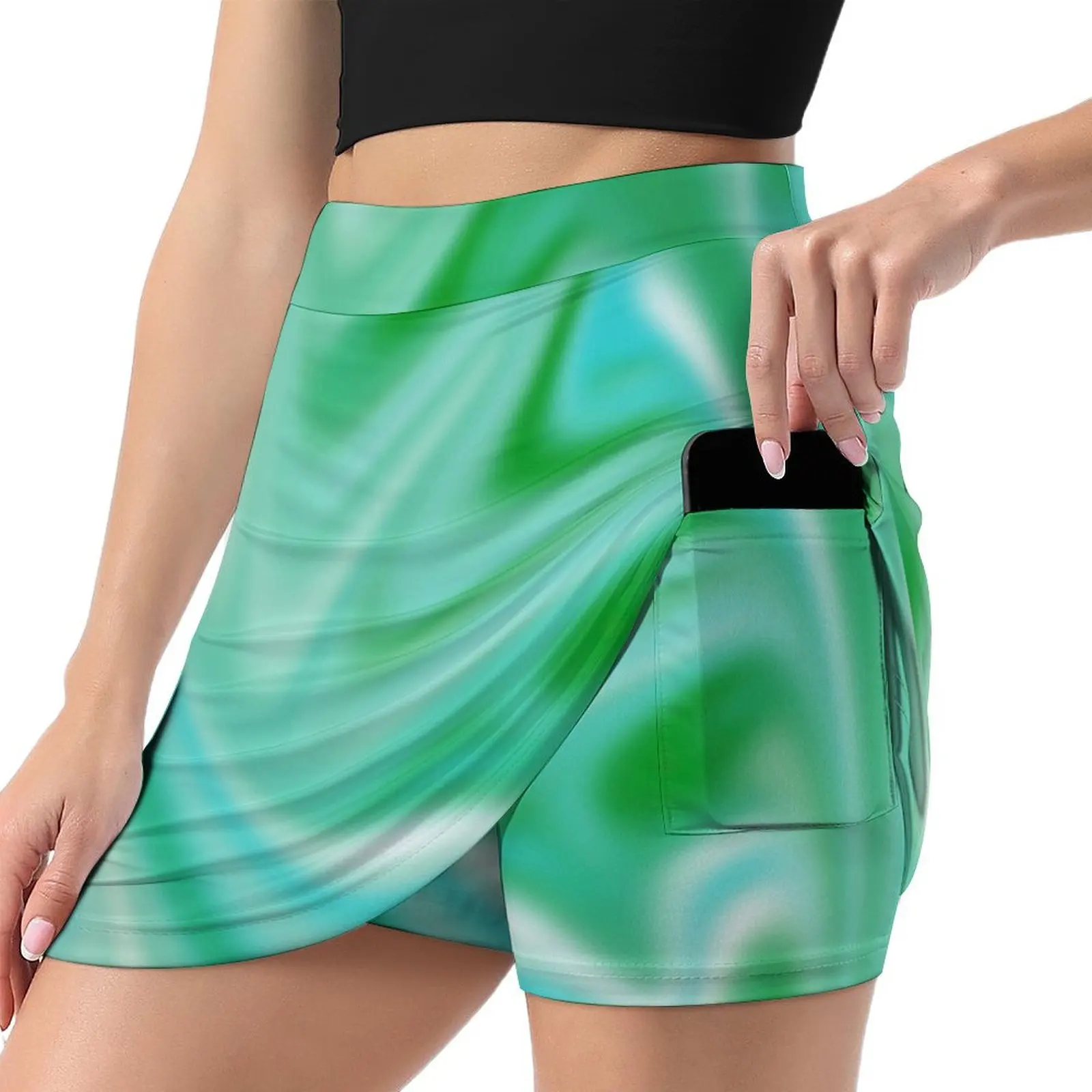 Green, Blue, & White Swirl Mini Skirt skirt for women night club women Short women′s skirts mini skirt for women