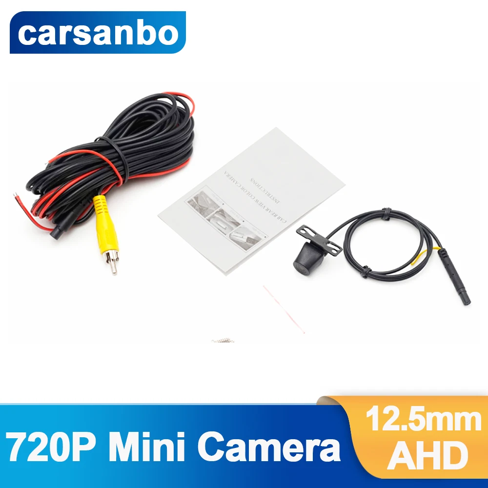 Carsanbo Super Mini 12mm Front and Rear Night Vision Car Camera Reversing Waterproof Easy Install 720P AHD Dual Suspension