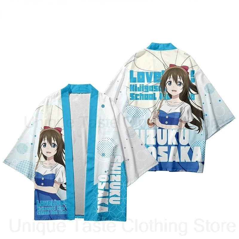 الصيف ثوب الكيمونو الياباني أنيمي يوكاتا Harajuku النساء الرجال قصيرة الأكمام كيمونو قميص