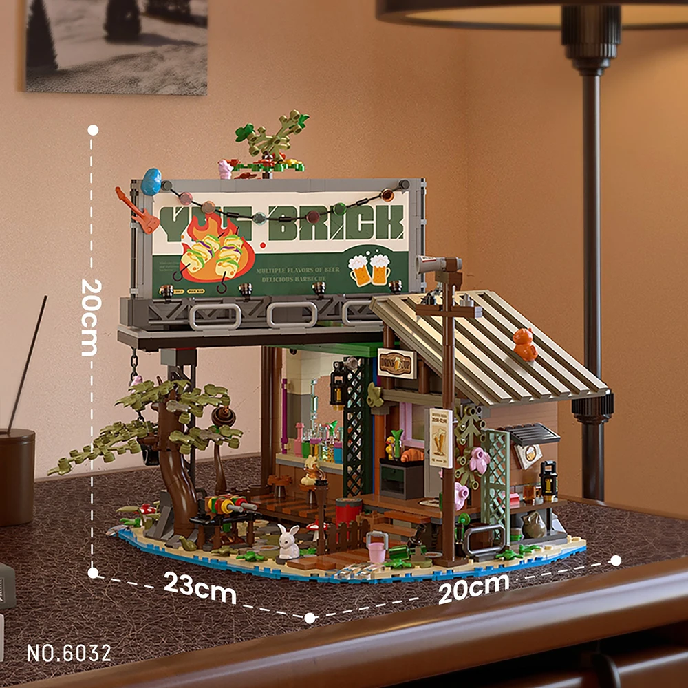 Mini Bricks Dock Bar Building Set Lakeside Pub Street View Model DIY Assembly Home Desktop Decor Creative Gift for Adults
