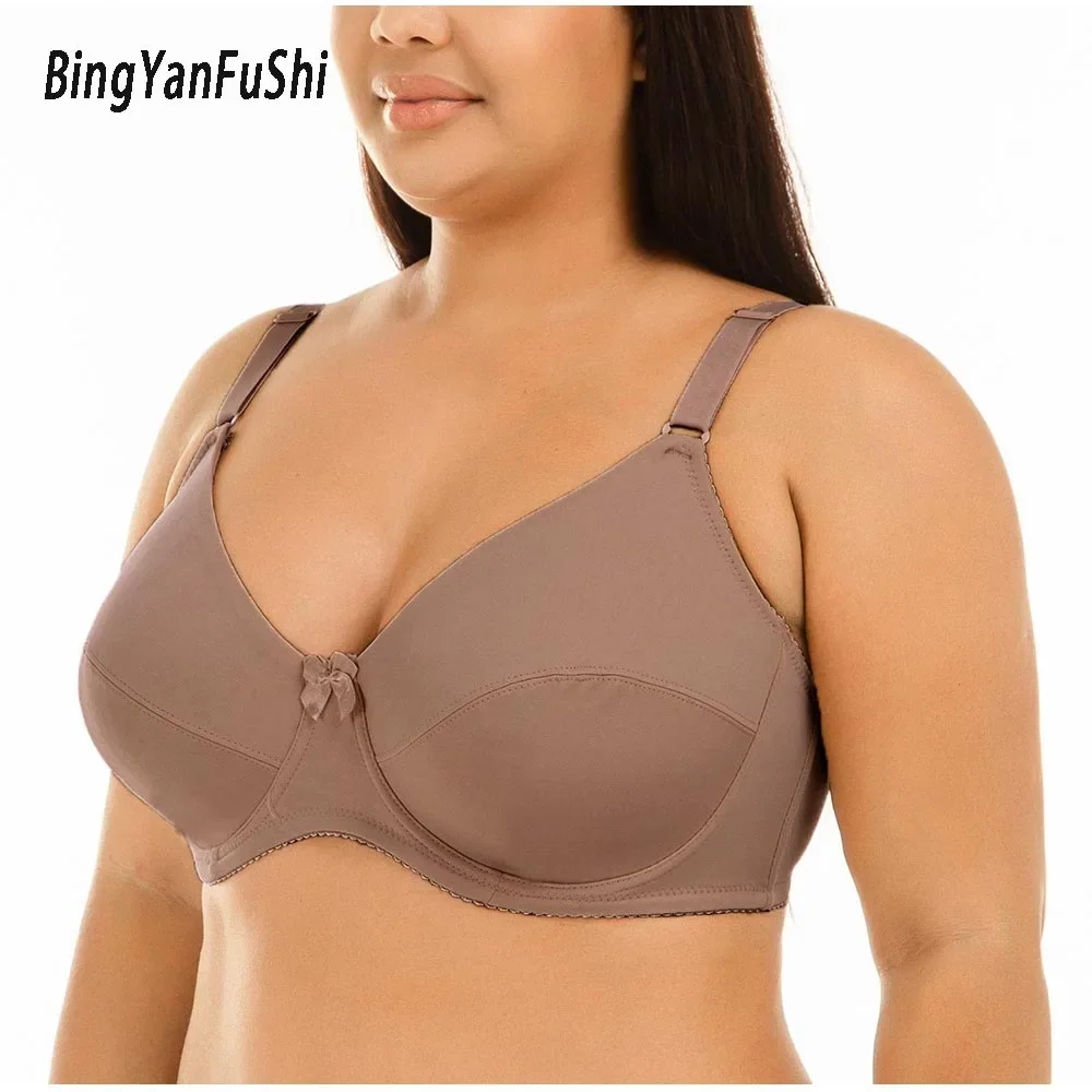 Top Damesbeugel Plus Size Bh 'S Volledige Dekking Niet-Gewatteerde Beha-Minimizer Ondergoed 36-46 C D E Cup Roze Grijs Zwart Bh C21