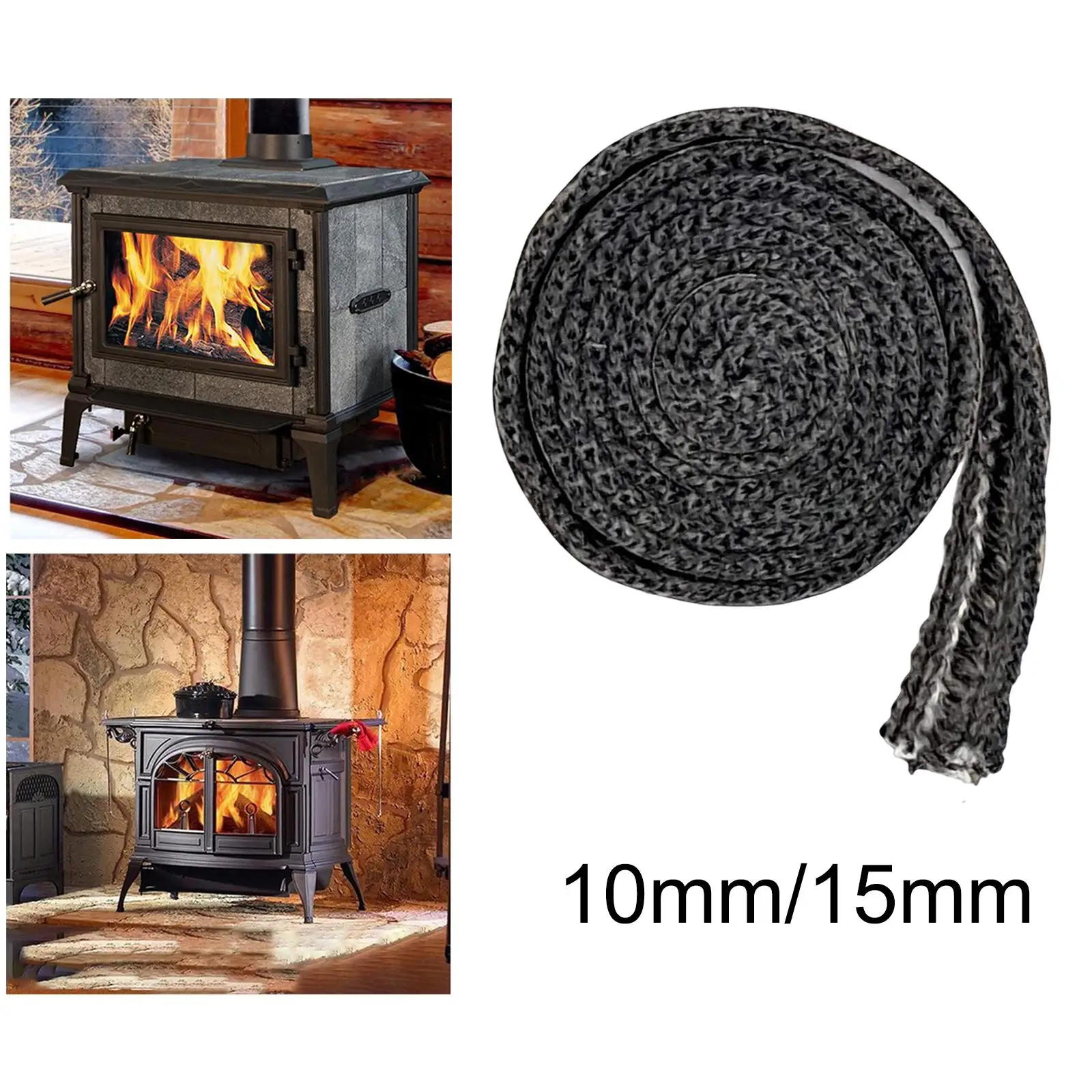 Self Adhesive Flat Stoves Rope Fireplace Sealing Cord for Glass Window Stove