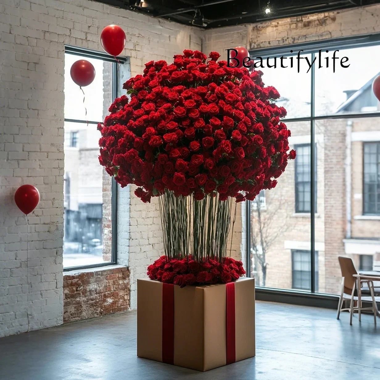 H Artificial Flower Large Bionic Rose Floor Installation Indoor Store Shopping Mall Decorative Art Landscape