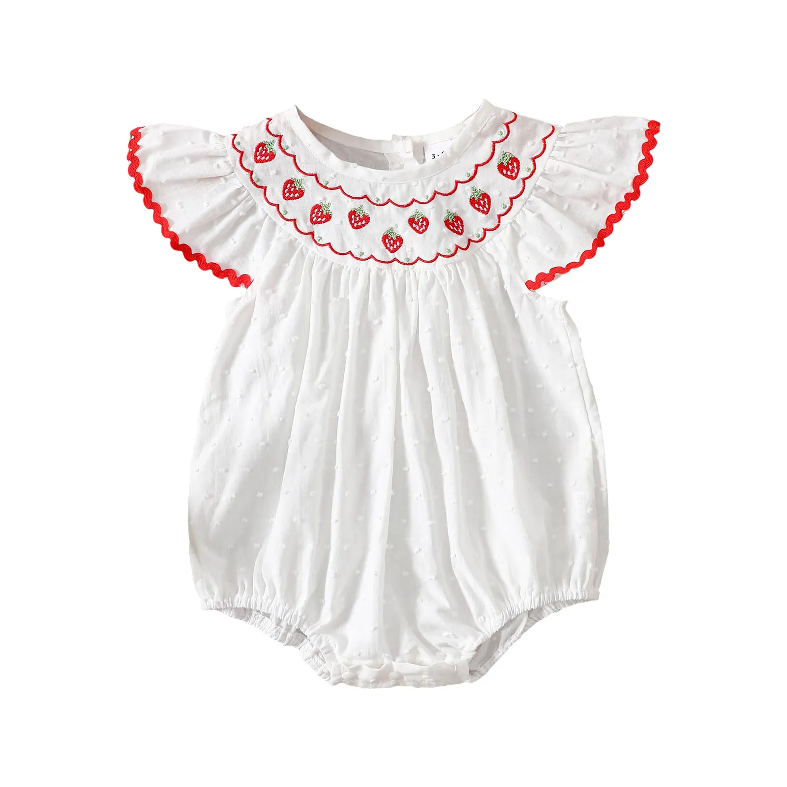 

Short Sleeve Childrens Clothing For Infants And Young Girls Summer Romper With Leaf Sleeves And Round Baby Girl Summer Outfit