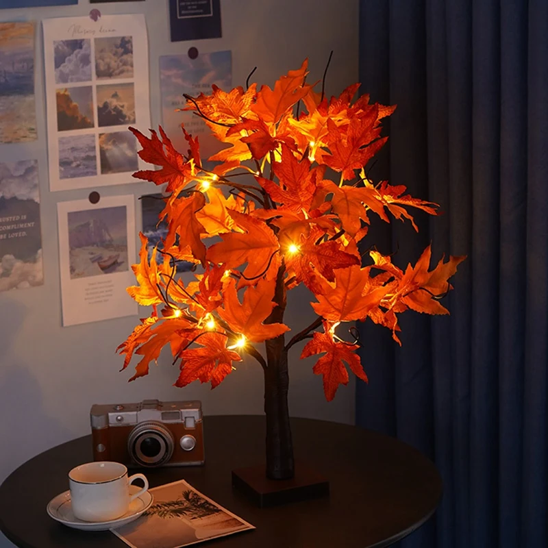 Imagem -02 - Maple Leaf Tree Lights para Mesa 24 Leds 60cm Árvore com Decoração Folhas de Outono