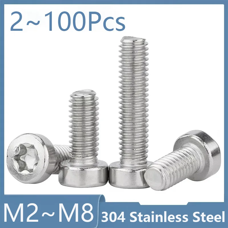 M2 M2.5 M3 M4 M5 M6 M8 304 Stainless Steel Torx Six-Lobe Thin Low Short Profile Head Cap Bolt Screw