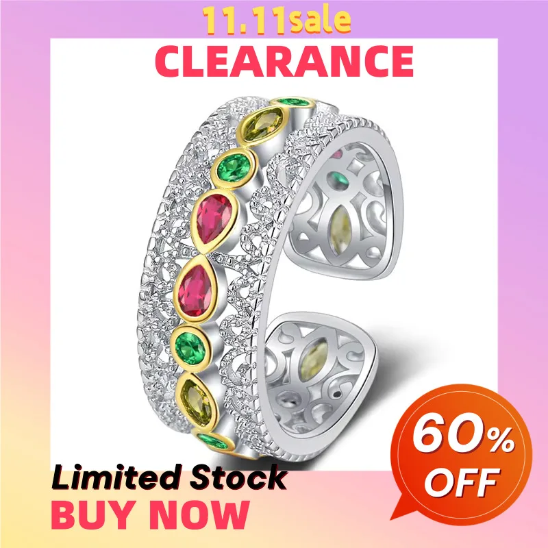 

Двухцветные открытые кольца из стерлингового серебра 925 пробы с цветным фианитом для женщин, распродажа, ограниченный запас, первый, получите