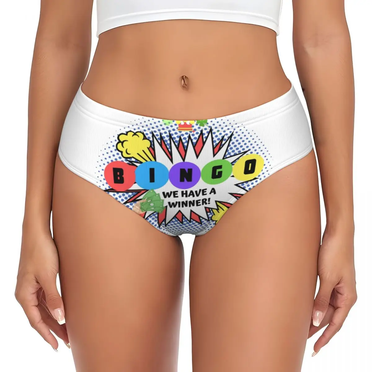 Custom Bingo We Have A Winner Briefs Underwear Womens Stretch Comfortable Shorts Panties Paper Game Brief Panties