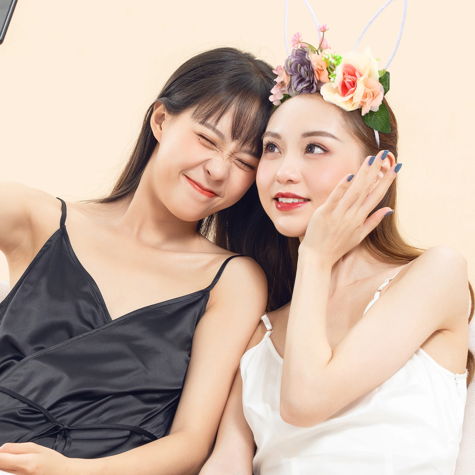 

Easter Headband Rabbit Ears Hair Accessories Women Girls Bunny Flower Adult Costume Floral Cloth Styling Tools