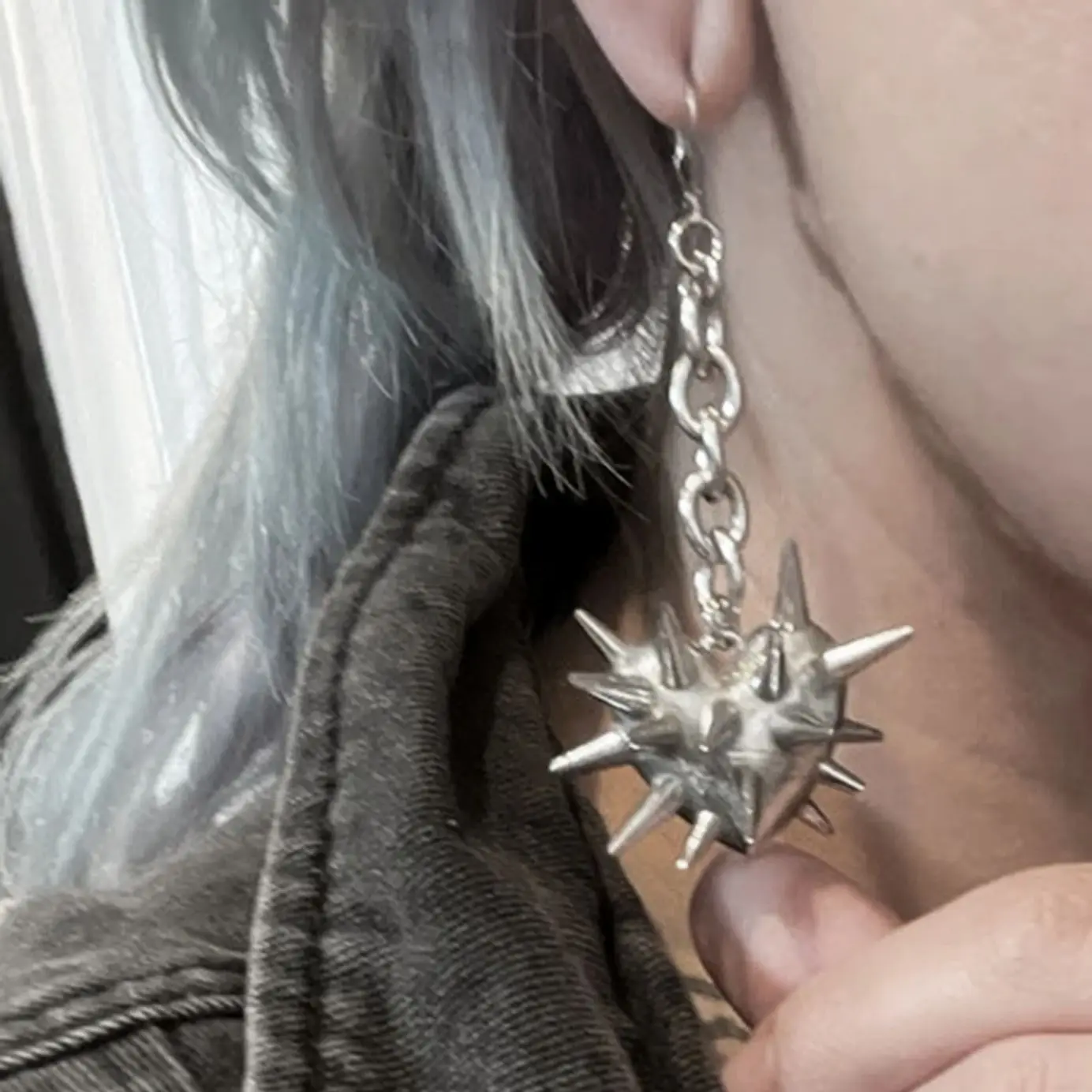 2 stücke Vintage Aushöhlen Herz Dornen Spike Kette Geomrtry Gothic Mode Legierung Silber Farbe Ohrring Anhänger Frau Party Geschenk