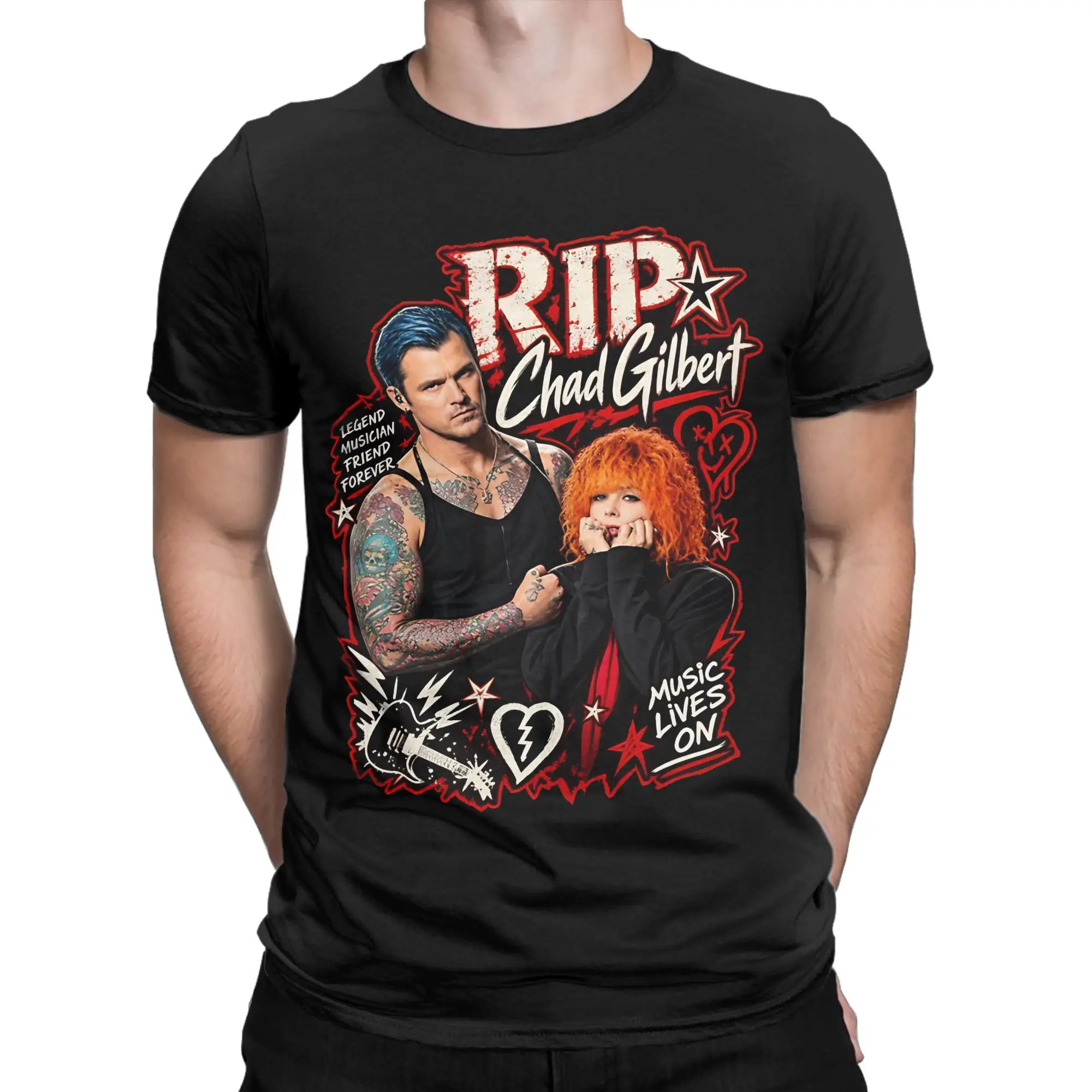 Rip Chad Gilbert Guitarist T-Shirts Men Women  Fun Cotton Tee Shirt Crewneck Short Sleeve T Shirts Classic Clothing