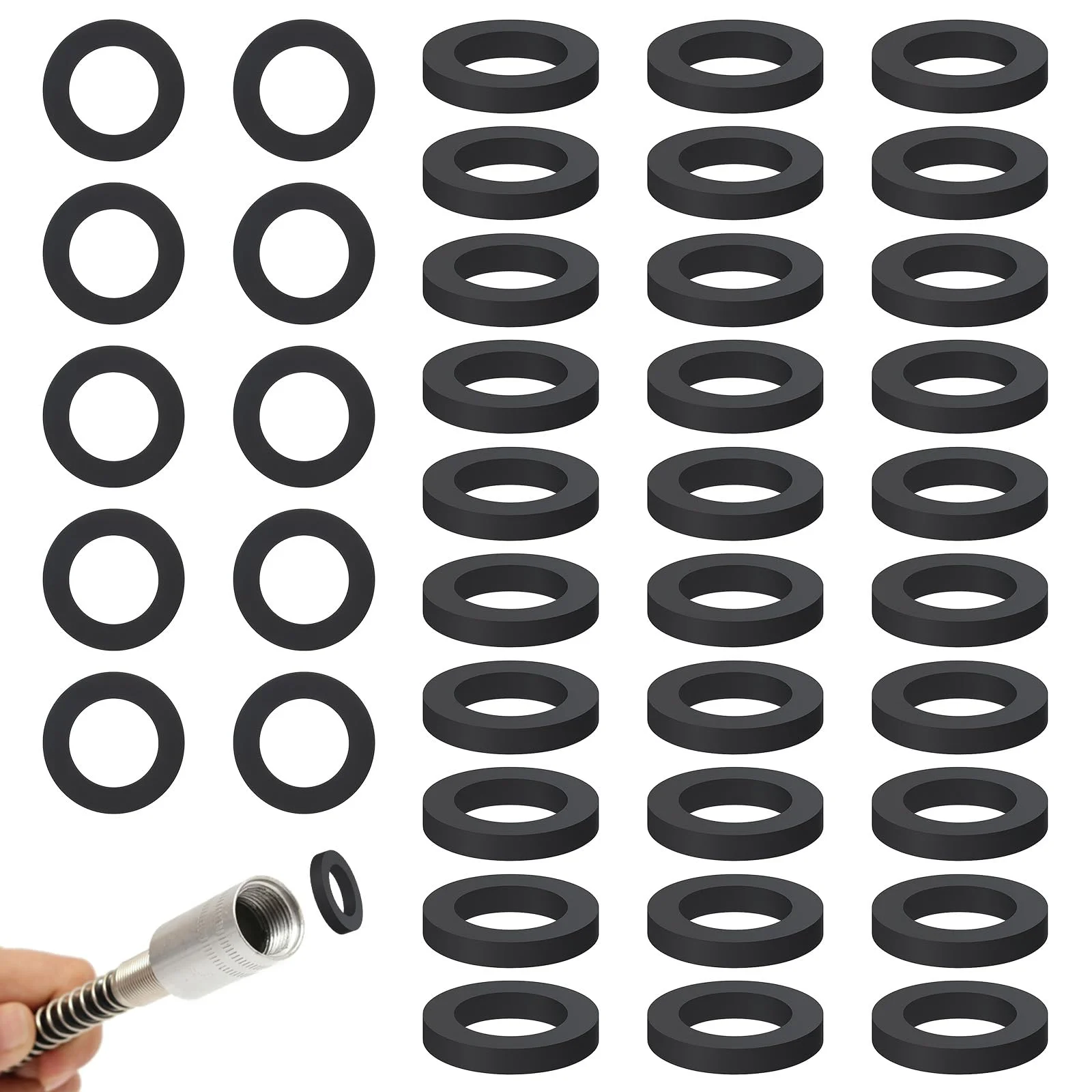 20-Pack 4-Section Standard Rubber O-Rings Plastic Washers Sealing Gaskets_Suitable for Corrugated Pipes, Shower Hoses, Faucets