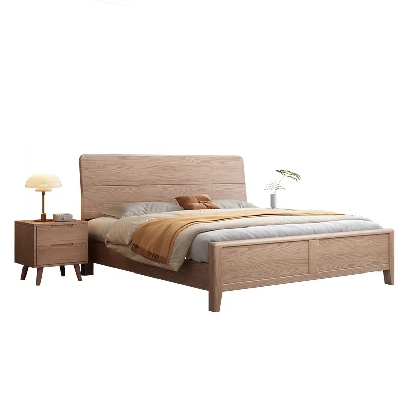 

Solid wood bed Nordic home master bedroom 1.5 meters double wedding bed Simple hotel homestay bedroom 1.8 meters double bed