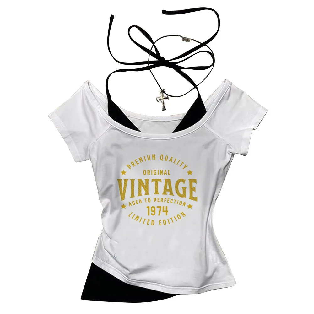 1974 cropped top ladies 2000s japanese gyaru vintage t shirt anime manga goth cutecore jojifuku