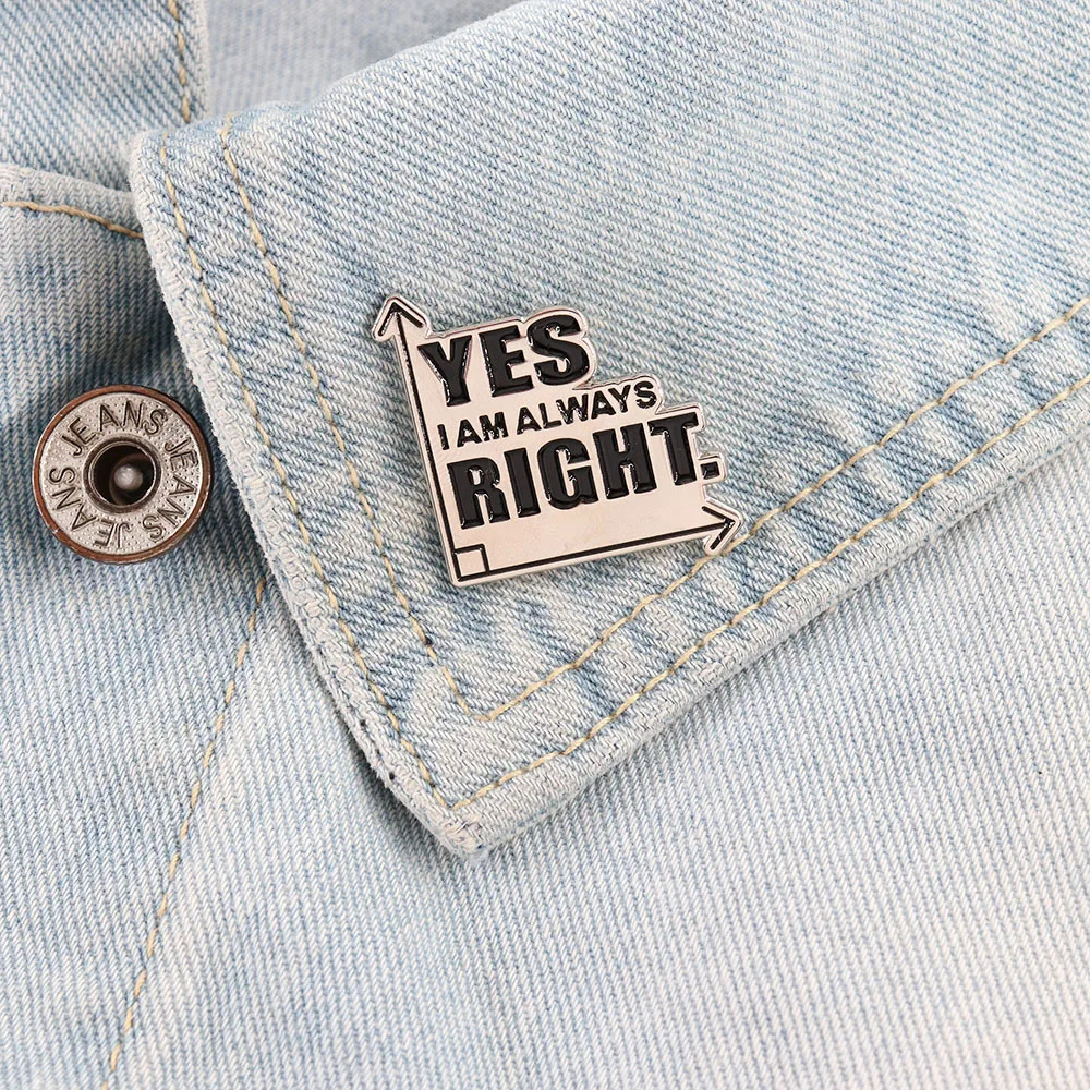 أزياء الفكاهة تعلم عبارة بروش معدني أنا على حق متعة الرياضيات شارة حقيبة ظهر الطالب دبوس التلبيب الديكور