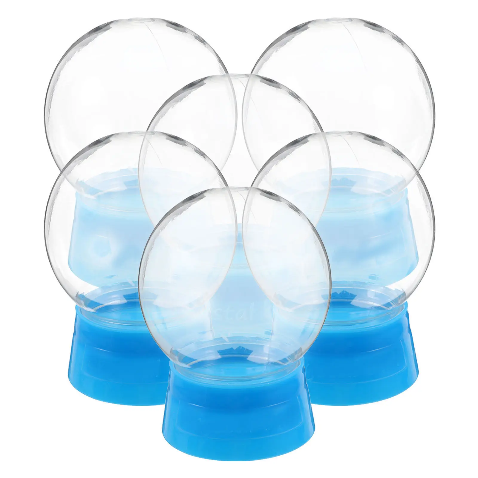 6Pcs DIY Snow Globe Kit Transparent Plastic Round Water Globe Empty Fillable Display Ball for Christmas Halloween Wedding Favor