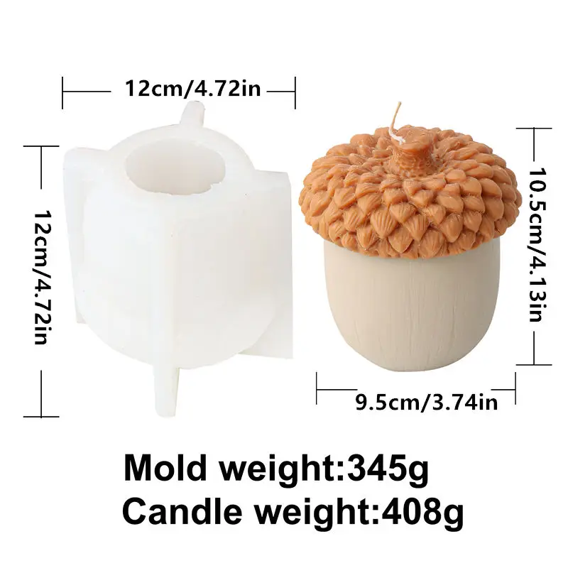 Acorn Shaped Silicone Candle Mold DIY Candle Plaster Resin Craft Rustic Fall Tabletop Ornament Christmas Home Decor Gift