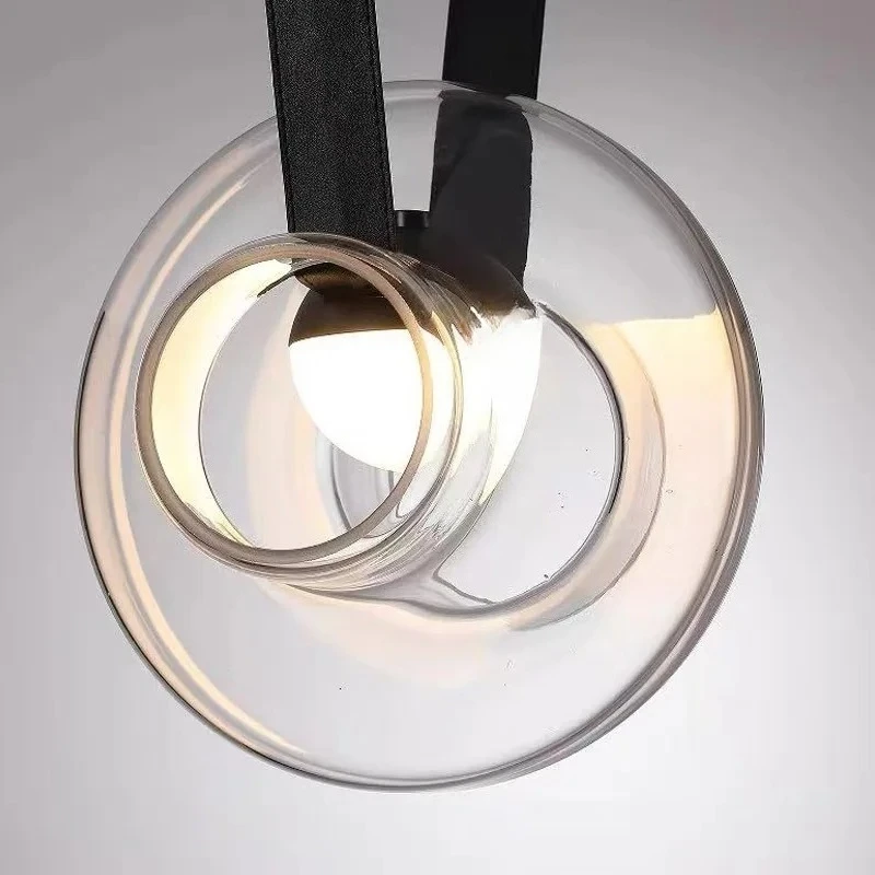 Nordic New Designer Belt Glass Pendant Light Modern Creative Study Room Model Island Terrace Living Room Decoration Hanging Lamp