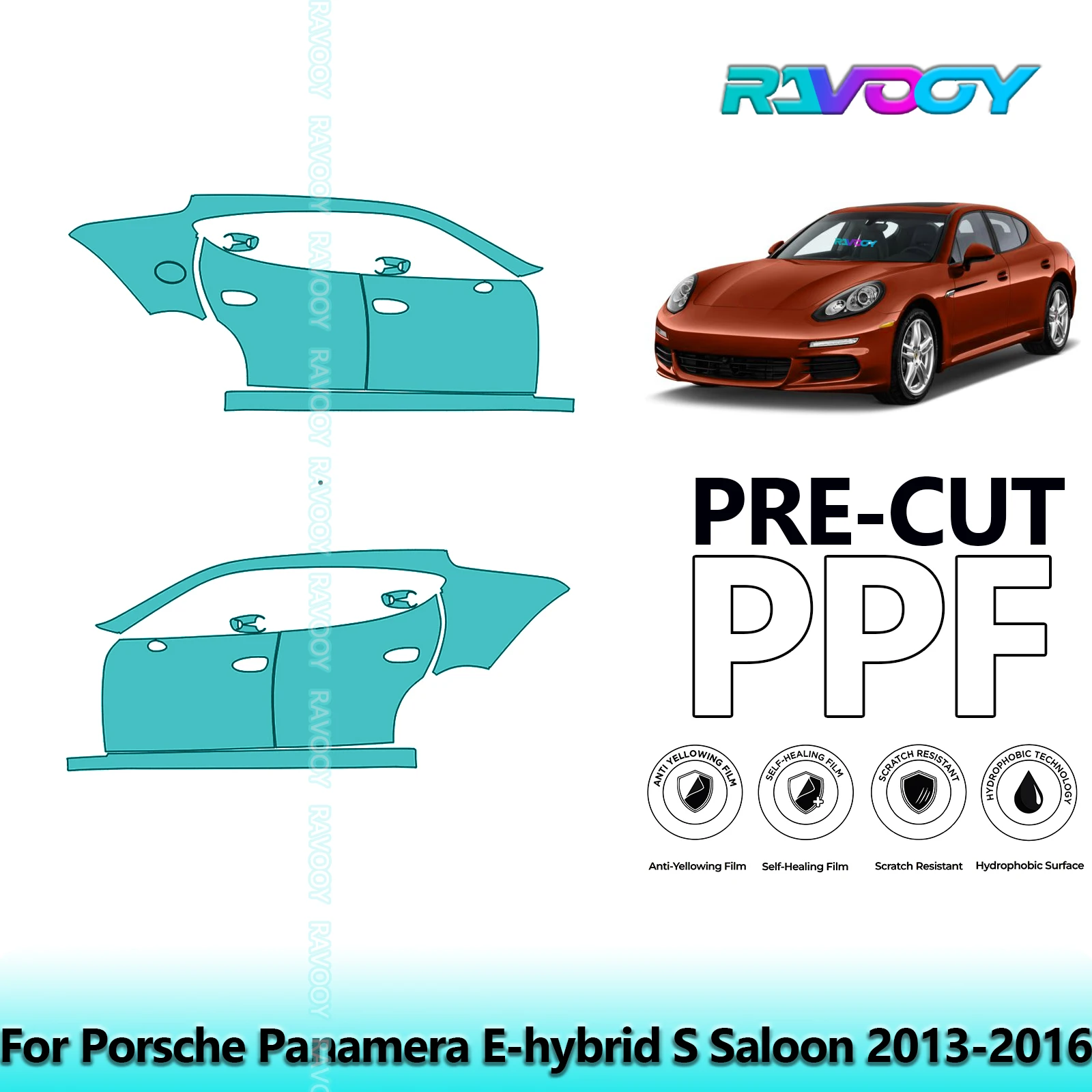 

For Porsche Panamera E-hybrid S Saloon 2013-2016 8.5mil Pre-Cut PPF Door & A/B Pillar Kit TPU Paint Protection Film Set