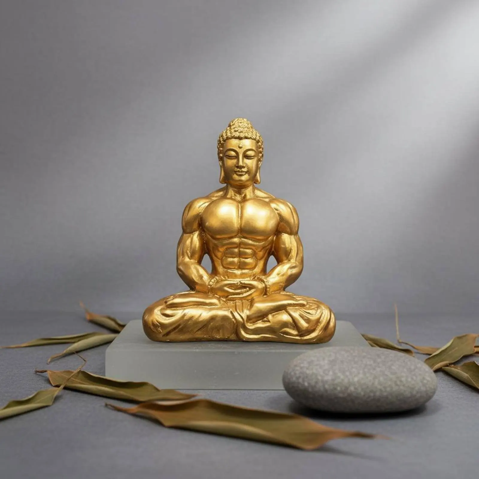 Meditative Muscle Buddha Decoration Premium Crafted Muscular Buddha Statue Resin Desktop Decoration Representative Meaning Feng