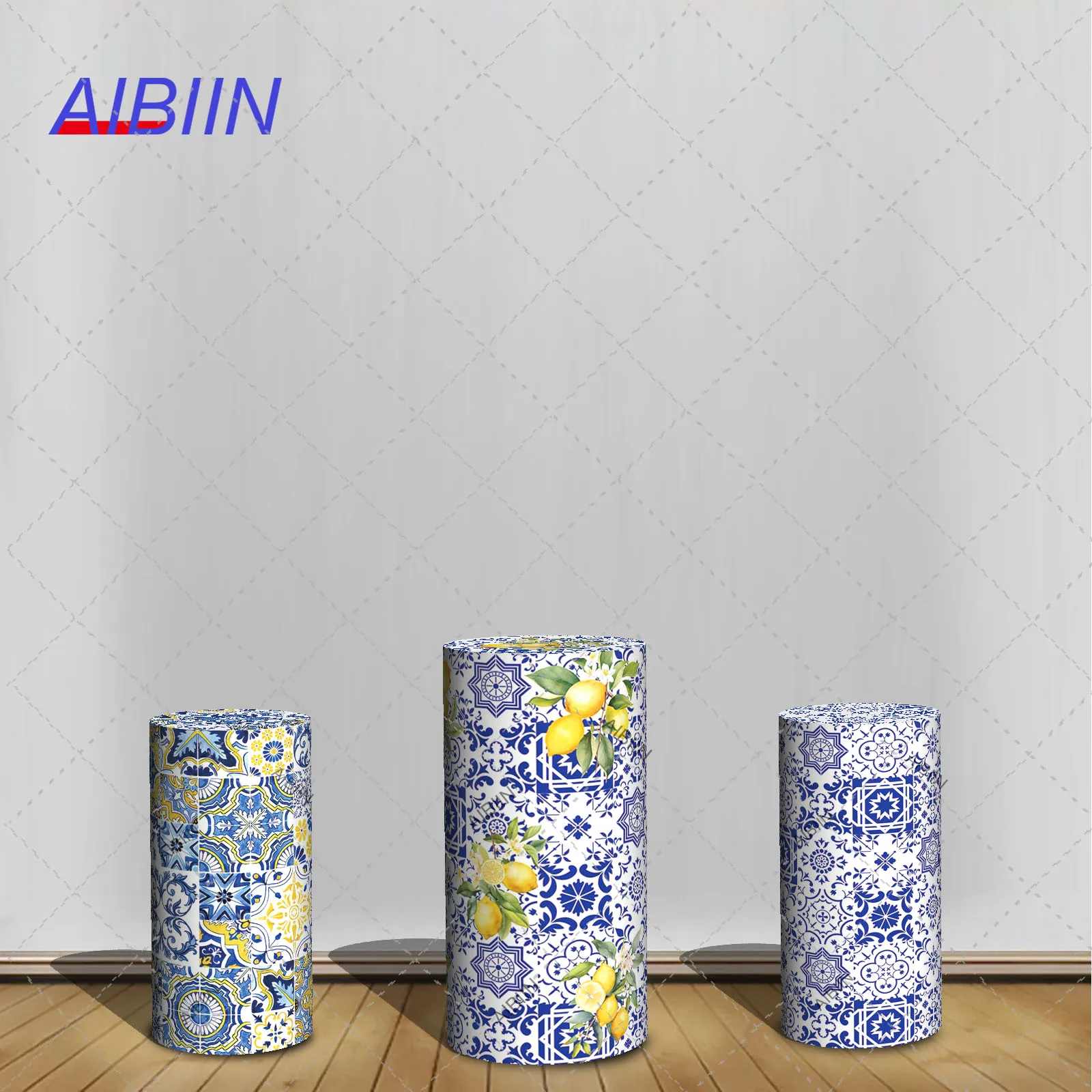 

Лимонный свадебный душ, цилиндр, фон, сине-белая плитка, детский душ, декор для дня рождения, торт, десерт, пьедестал, крышка для колонны