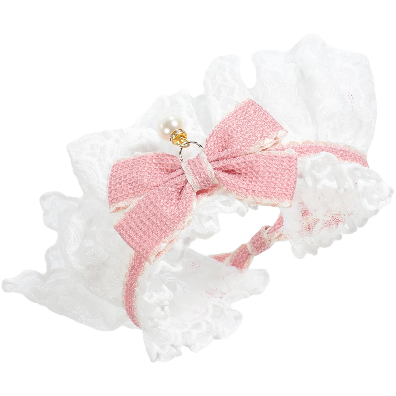 

Bow Collar Kitten Collars Cat Accessories Pink Polyester Adjustable Lovely Pet Supplies Dog Collar Decorative Chic Comfortable