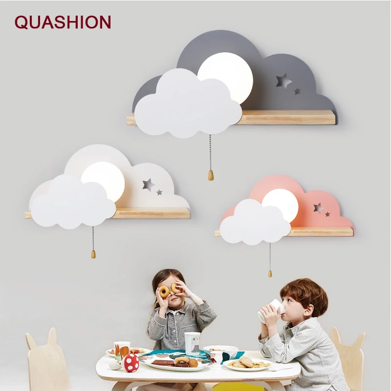 

Nordic Modern Interior Design Corridor Aisle Children Kids Baby Room Cute Cartoon Cloud Bedroom LED Night Light Sconce Wall Lamp