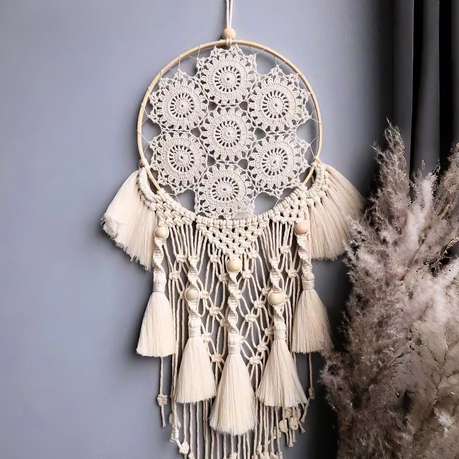 

8 Pcs Bamboo Wreath Hoop Wedding Decor Dreamcatcher Hoops Macrame Rings Round Wood Making