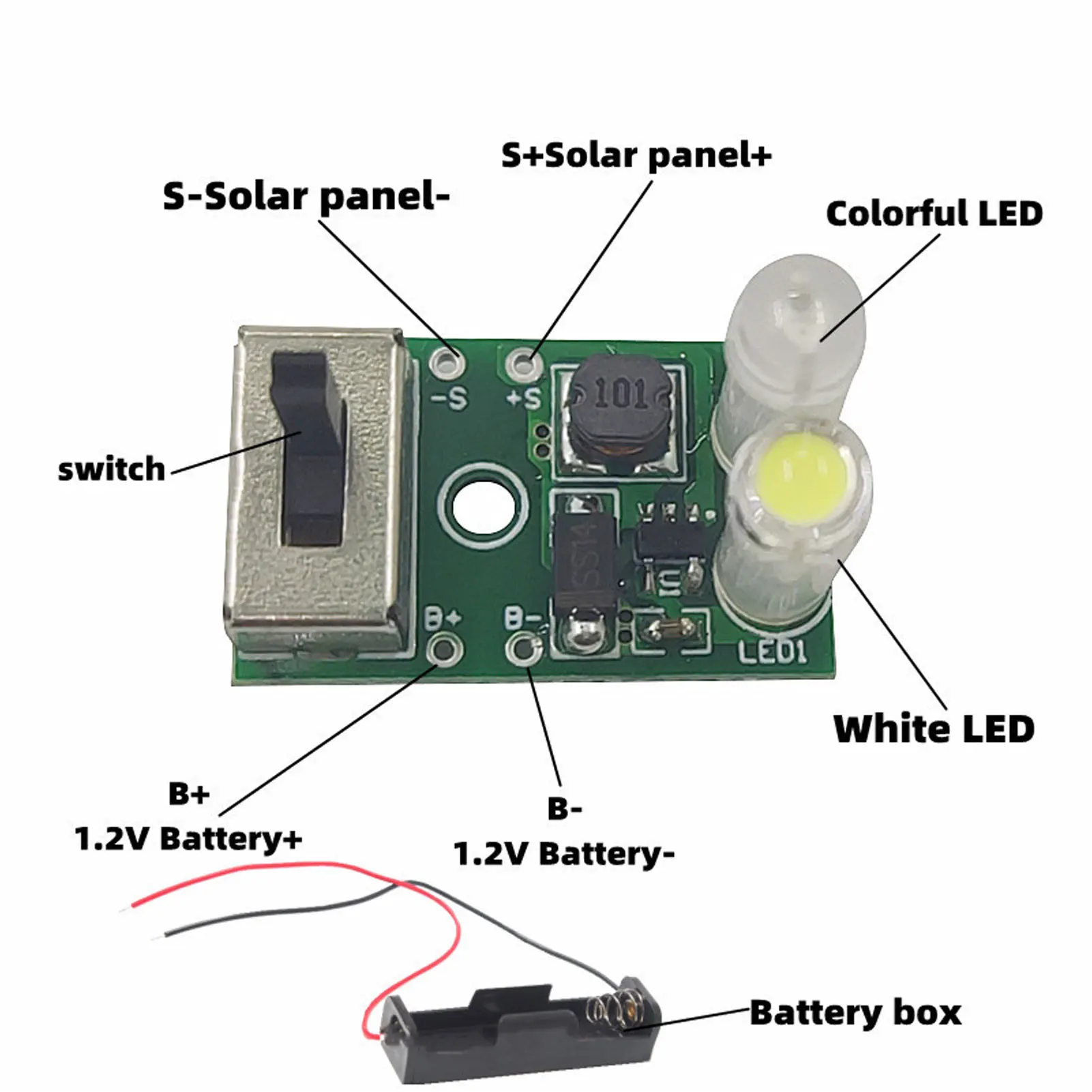 Kit de panneau de commande de lampe de pelouse solaire, PCB de charge, panneau de commande, 1.2V